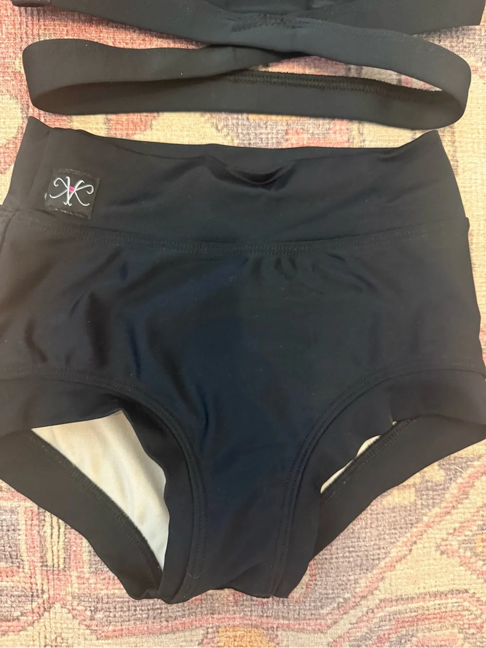 Kids Black Two-Piece Dance Set with Crisscross Waistband